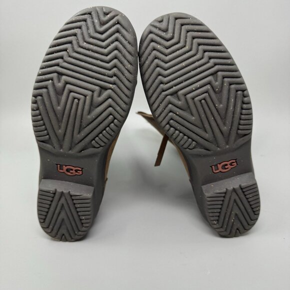 UGG Arquette Brown Leather Winter Boots Womens Size 7 Zip Sheepskin Cuff - Picture 8 of 8